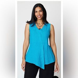 Taos Ready Trading/Cut Loose aqua linen top XS